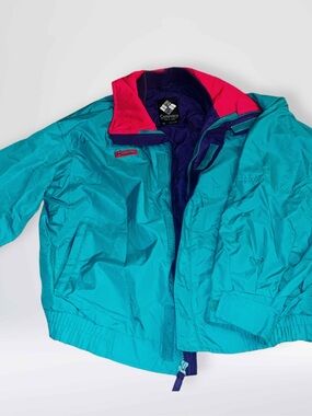 Vintage RARE Columbia colorblock windbreaker teal purple Y2K